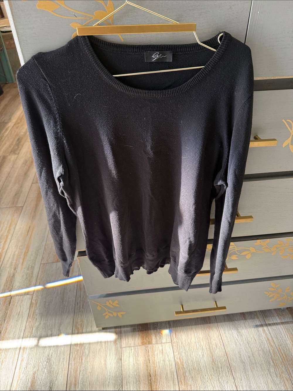 Eve Black Crewneck Knit Sweater